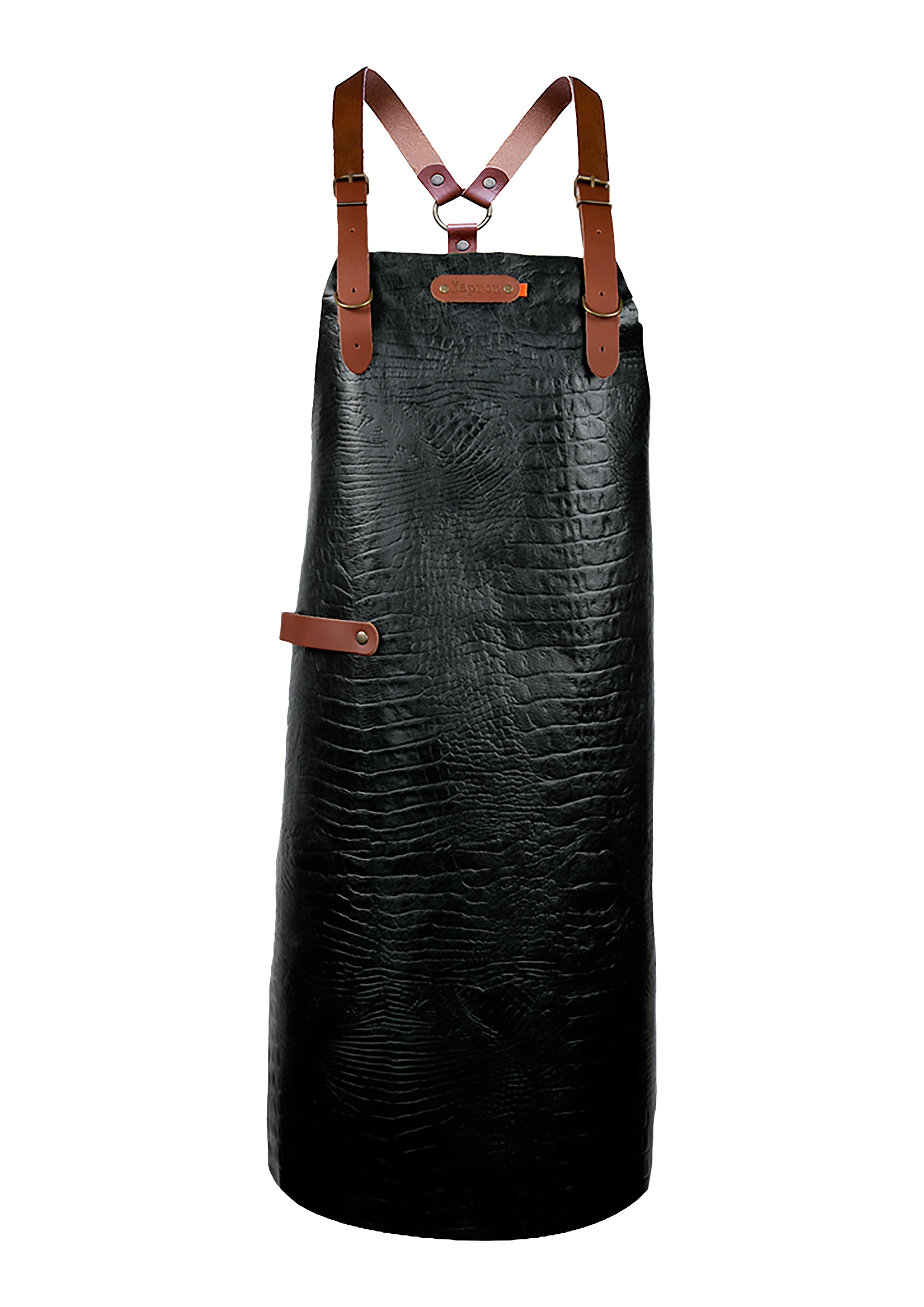 Lederschürze mit schulterbänder New York Caiman Black