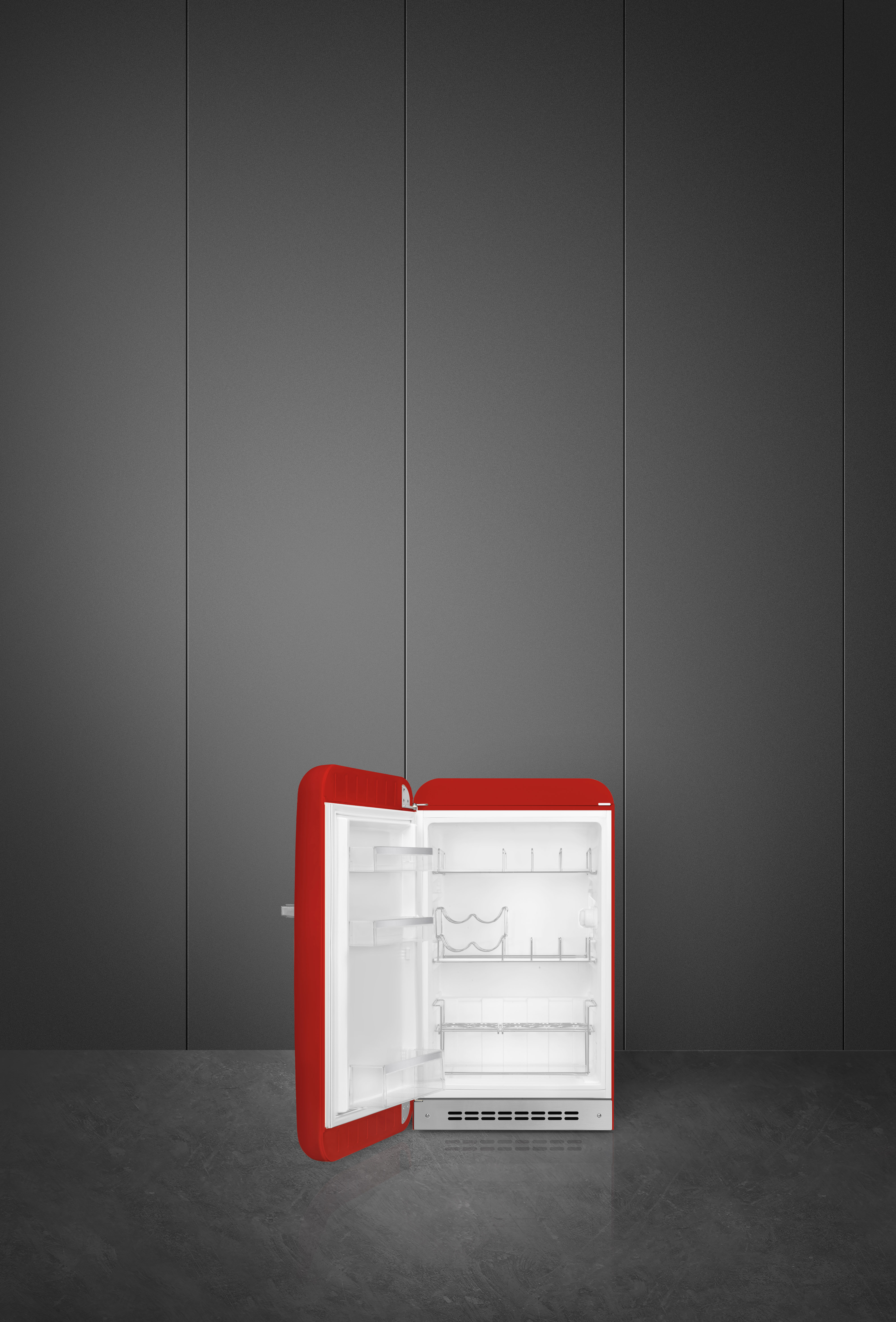 50's Style, Stand-Kühlschrank, Happy Homebar, 1-türig, 54 cm, Linksanschlag, Rot