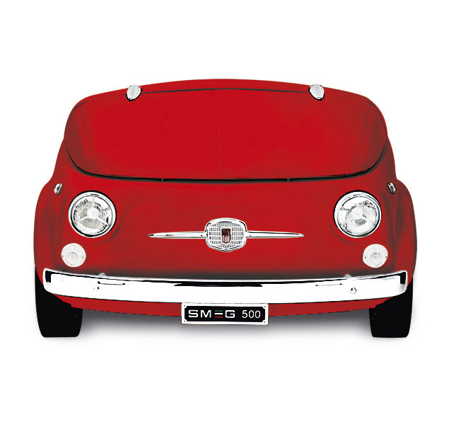 50's Style, Kühlvitrine-Minibar, Fiat 500 Retro, Rot