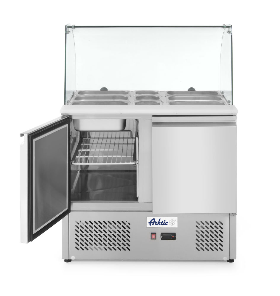 ARKTIC Kühltisch zweitürig mit Glasdisplay 300L