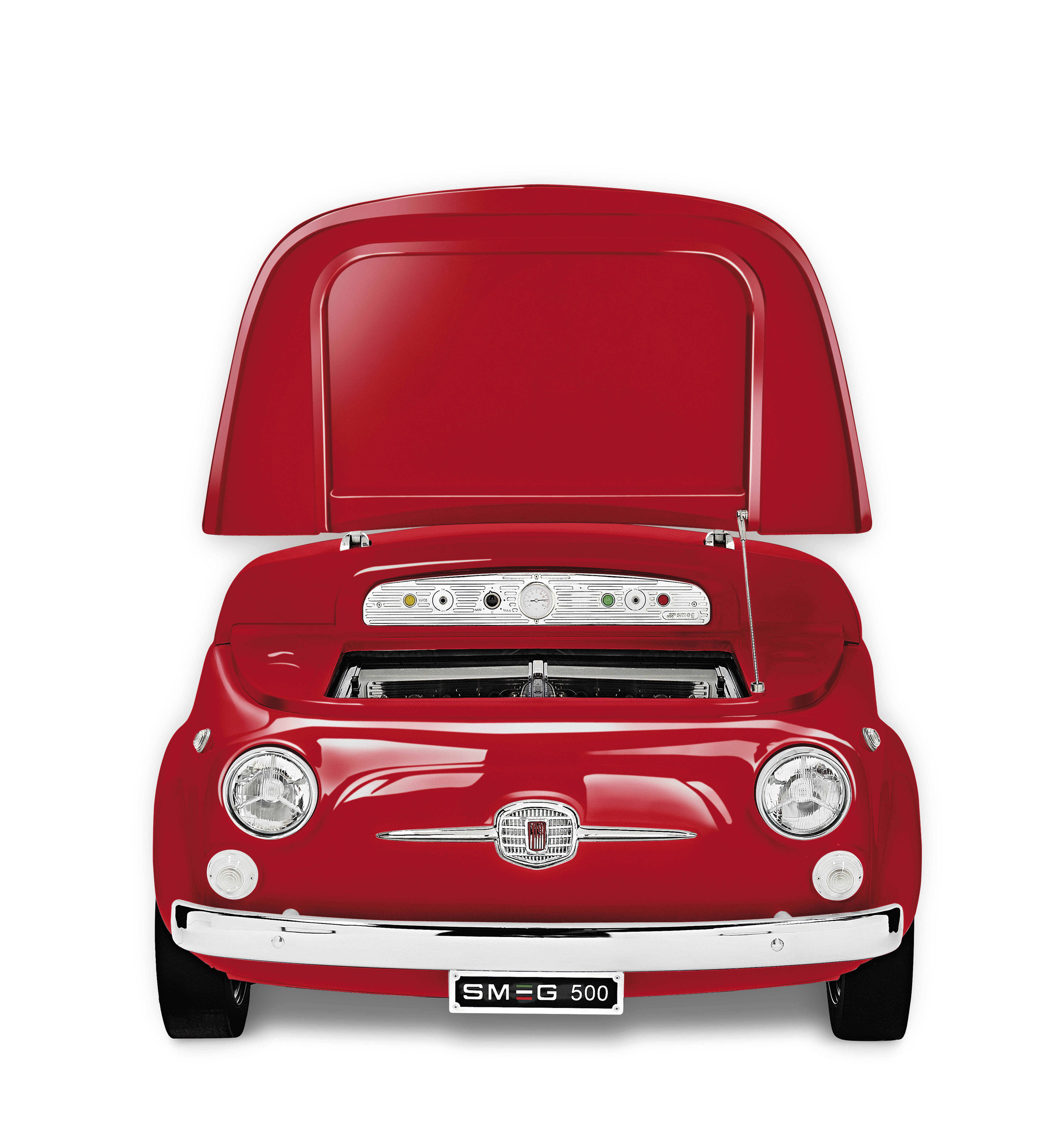 50's Style, Kühlvitrine-Minibar, Fiat 500 Retro, Rot