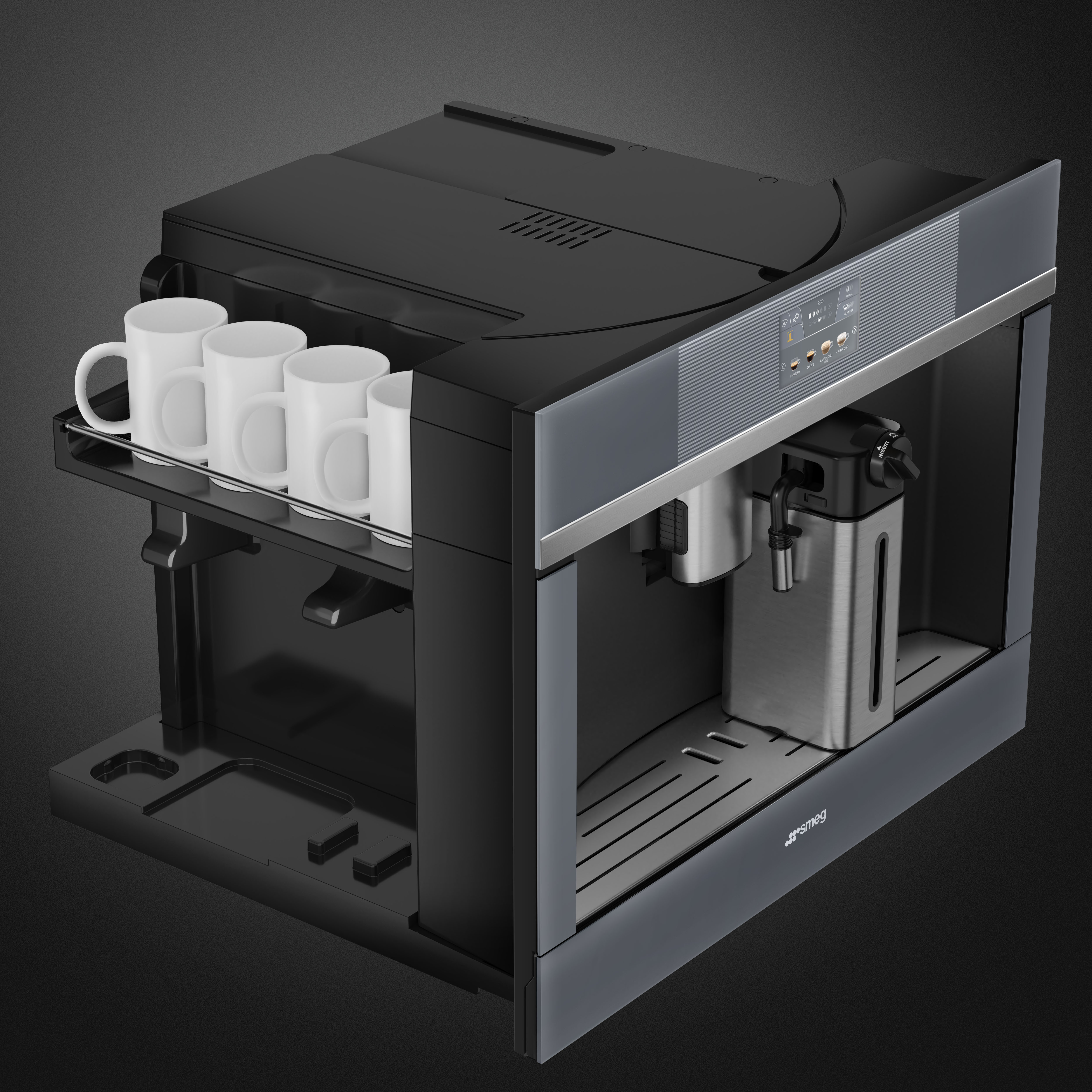 Kompakt-Kaffeevollautomat, 45 cm, Silberglas