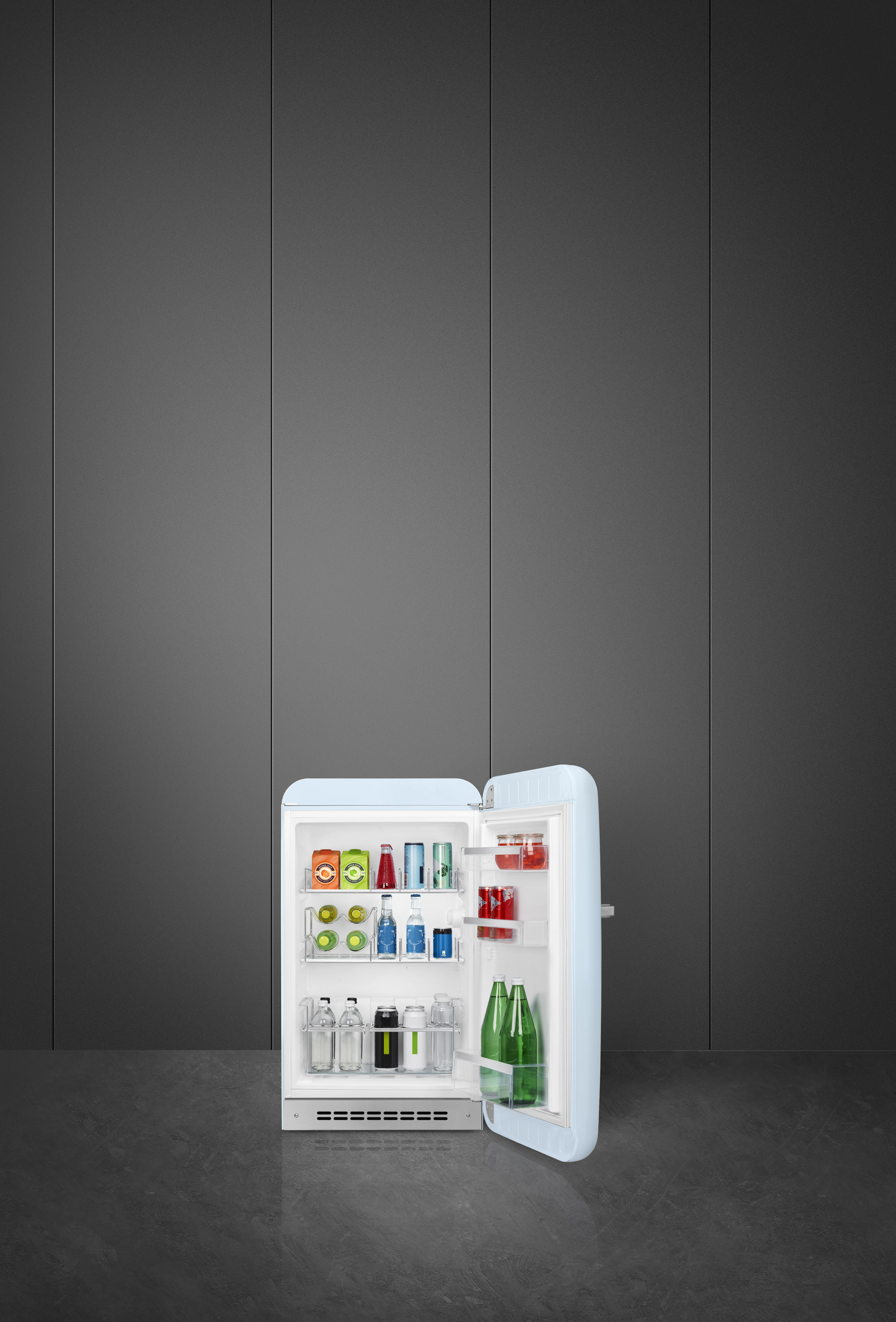 50's Style, Stand-Kühlschrank, Happy Homebar, 1-türig, 54 cm, Rechtsanschlag, Pastellblau