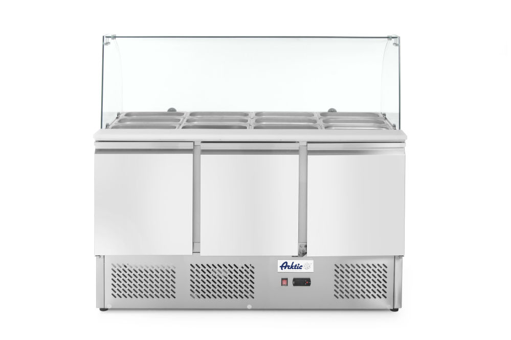 Arktic Kühltisch dreitürig mit Glasdisplay 380L