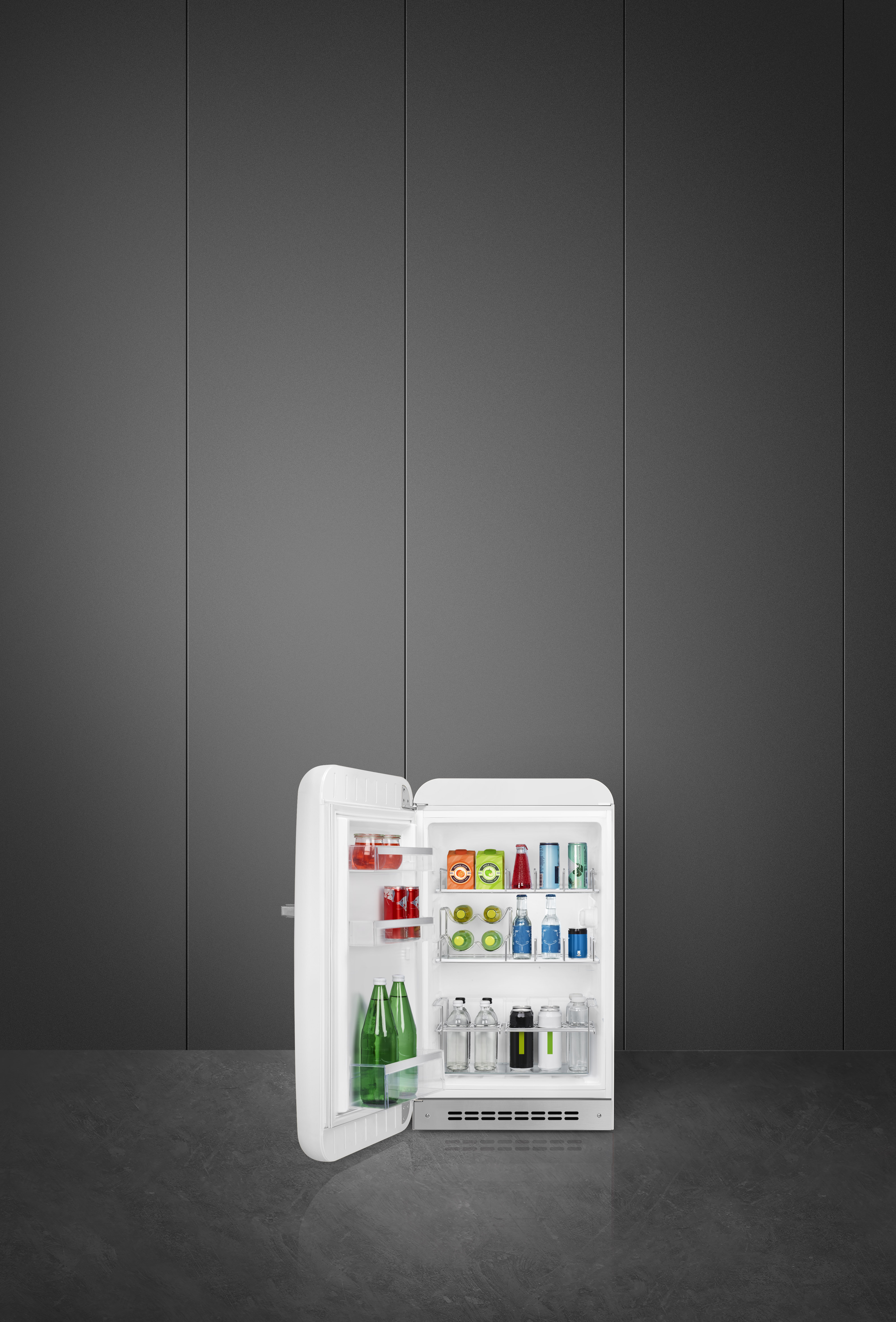 50's Style, Stand-Kühlschrank, Happy Homebar, 1-türig, 54 cm, Linksanschlag, Weiß