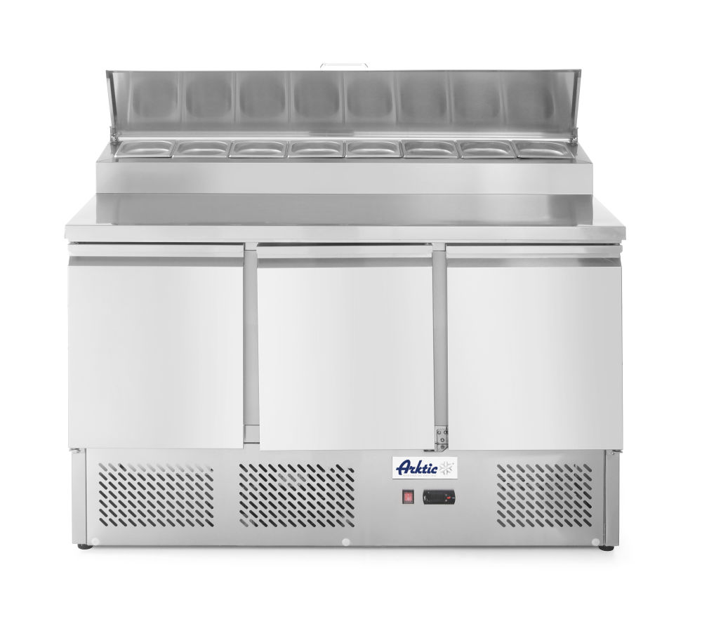 Arktic Kühltisch dreitürig mit Aufsatzkühlvitrine 380 L