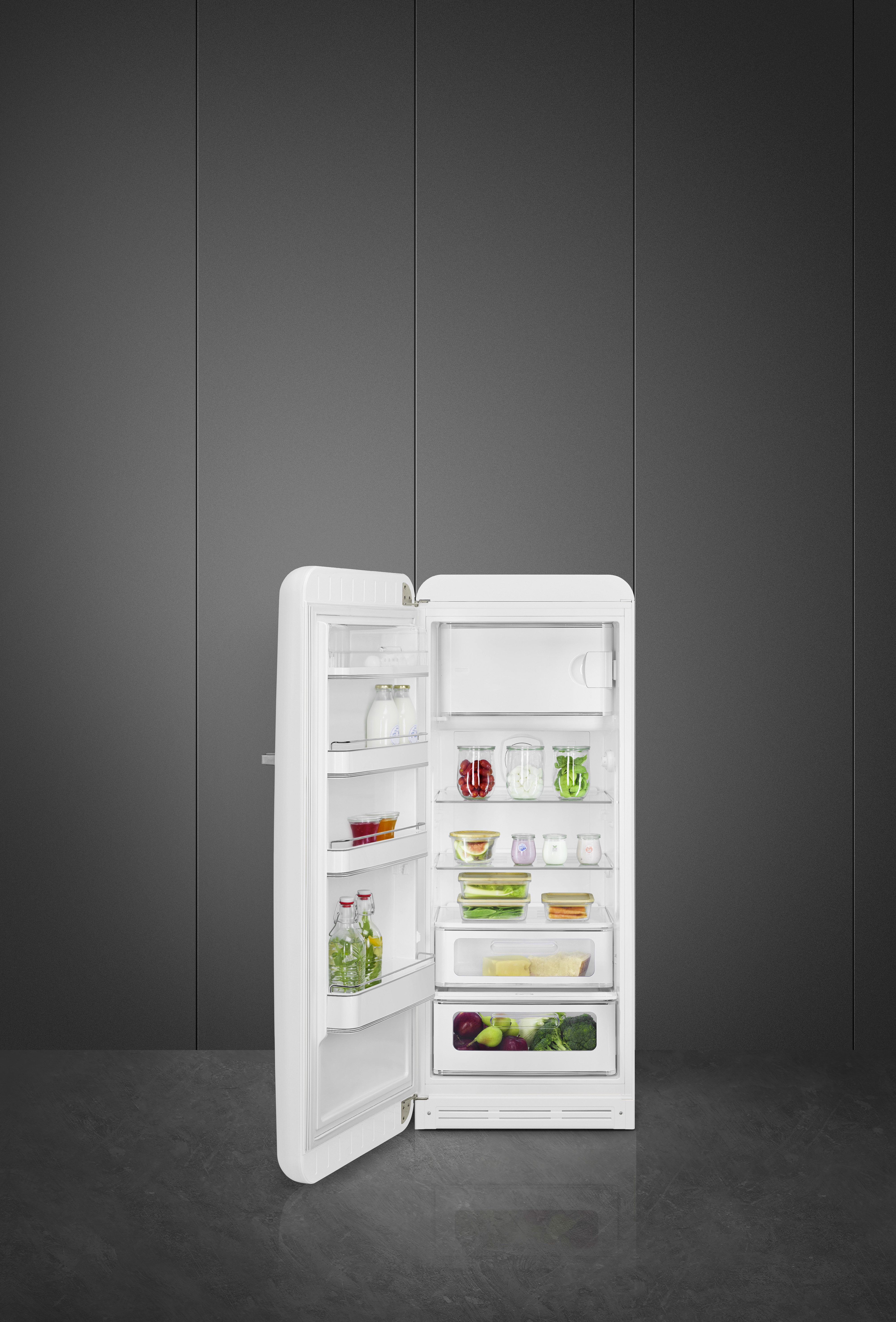 50's Style, Stand-Kühlschrank, 1-türig, 60 cm, Weiß, Linksanschlag